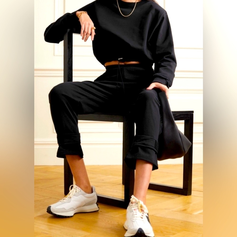 Frankie Shop cinched hem shoulder pad sweatshirt NWT